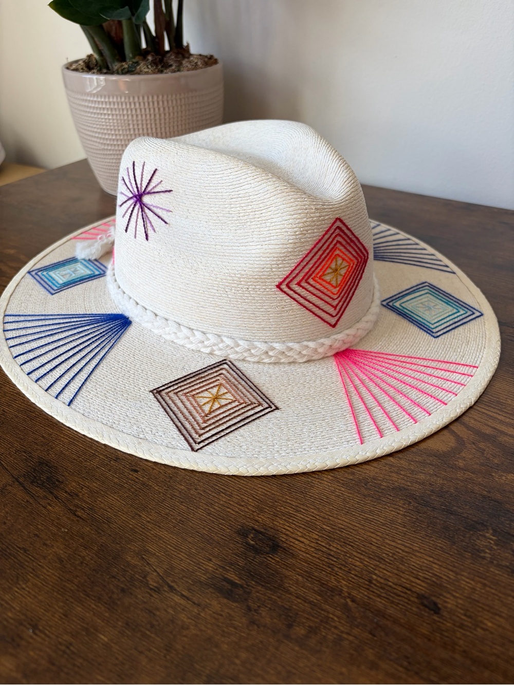 Corazon Playero Luanna Flora Handmade Wide Brim Hat Size Large - Picture 2 of 6